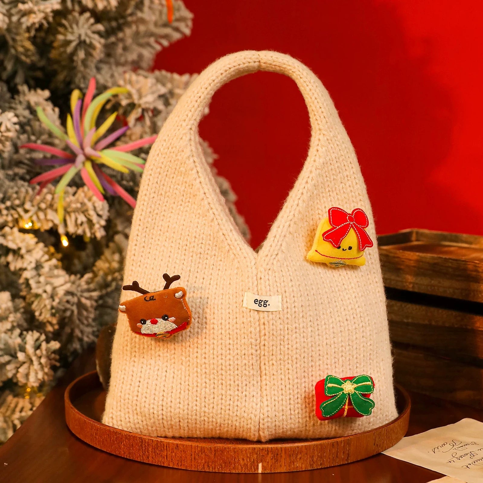 Knitted Christmas Gift Bags with Integrated Handles – ready-stock variant