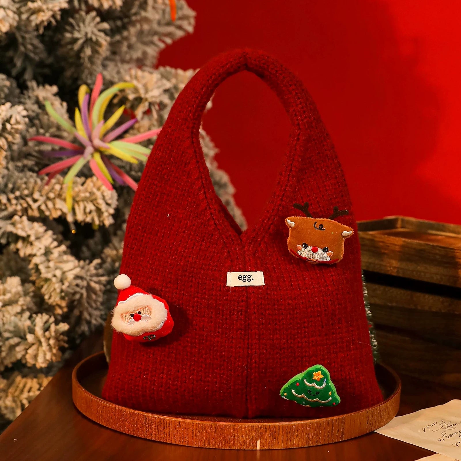 Knitted Christmas Gift Bags with Integrated Handles – ready-stock variant