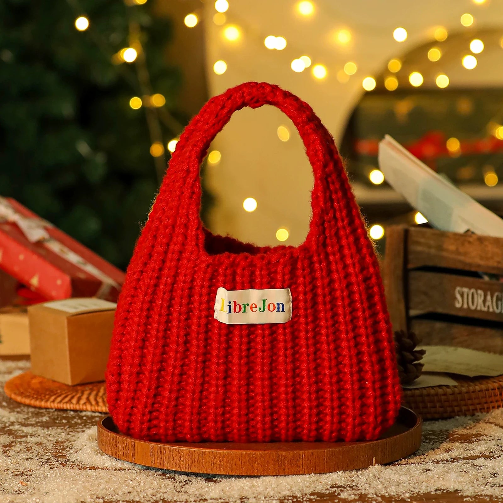 Knitted Christmas Gift Bags with Integrated Handles – ready-stock variant