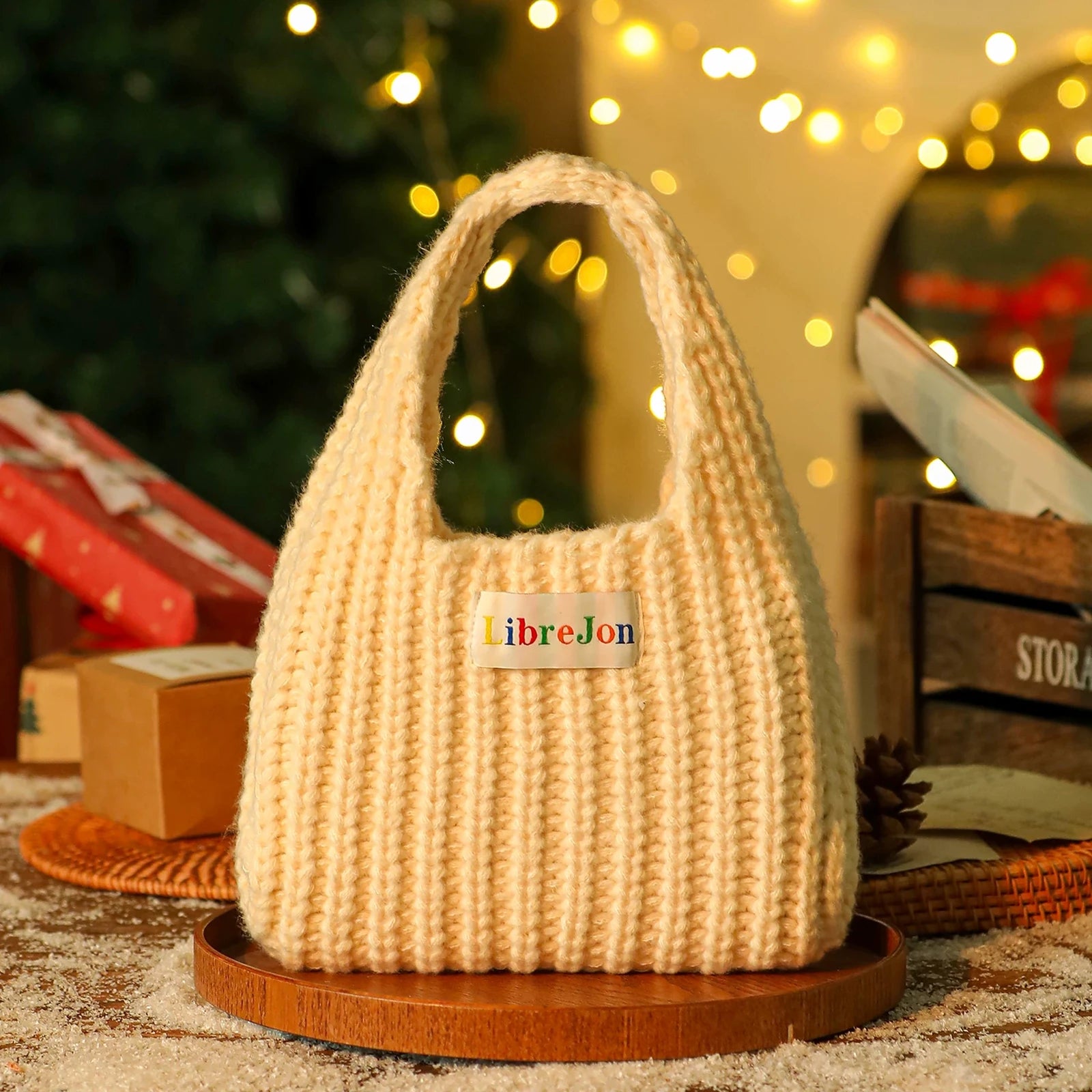 Knitted Christmas Gift Bags with Integrated Handles – ready-stock variant