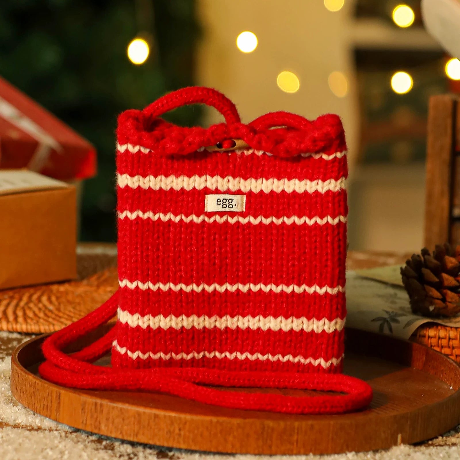 Knitted Christmas Gift Bags with Integrated Handles – ready-stock variant