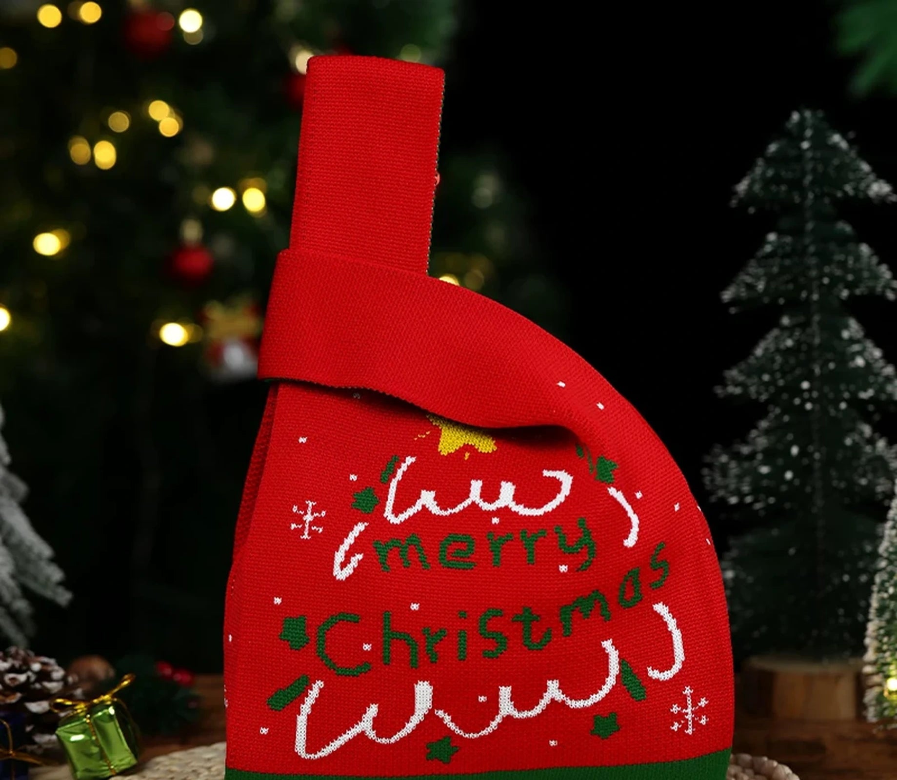 Knitted Christmas Gift Bags with Loop Handles – ready-stock option