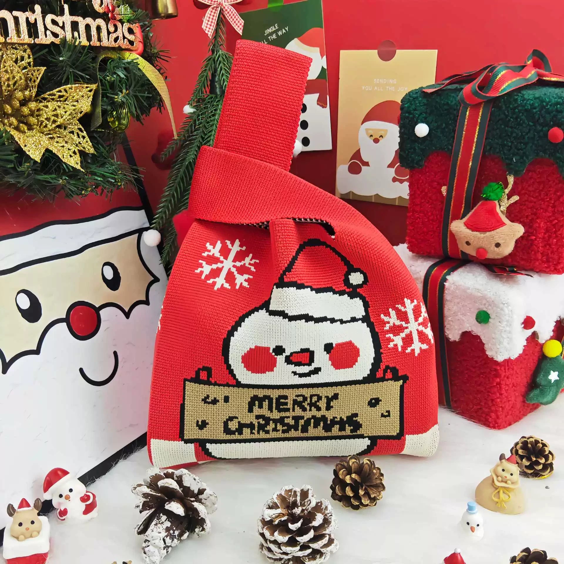 Knitted Christmas Gift Bags with Wrist Handles – selected option 1112840226