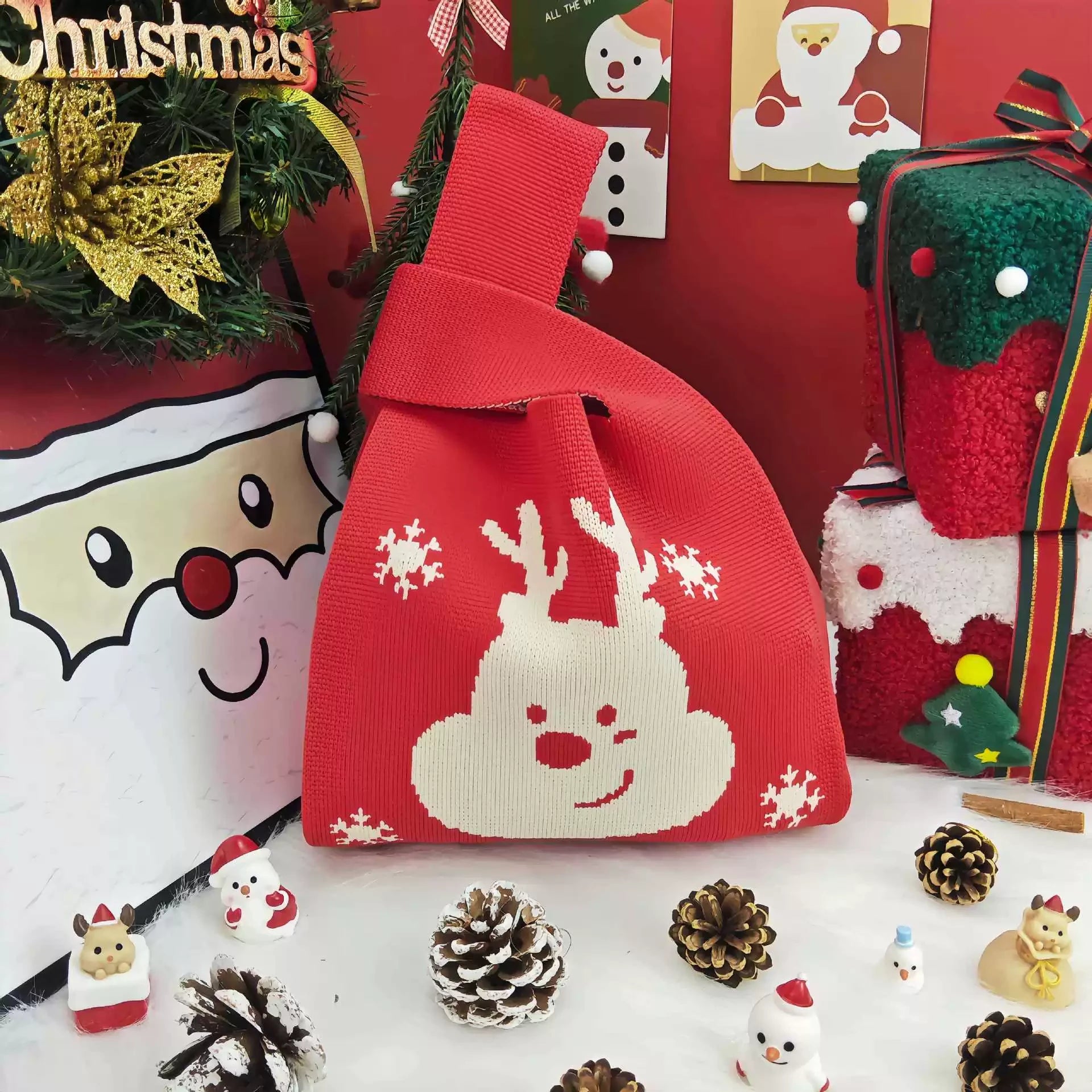 Knitted Christmas Gift Bags with Wrist Handles – selected option 217178078