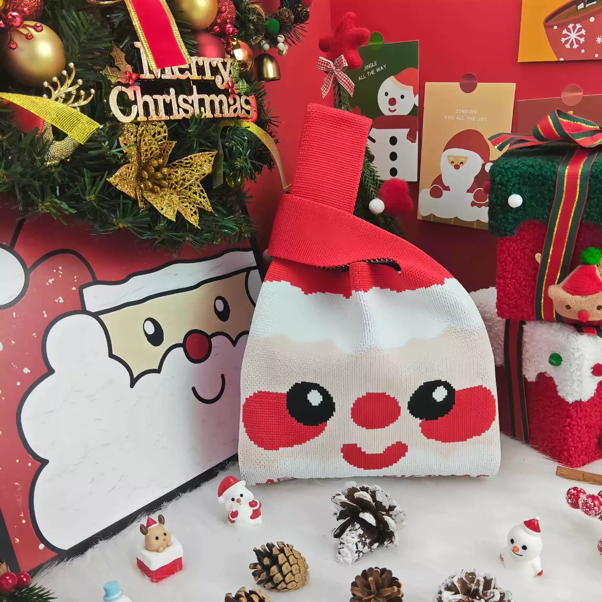 Knitted Christmas Gift Bags with Wrist Handles – selected option 40765505067