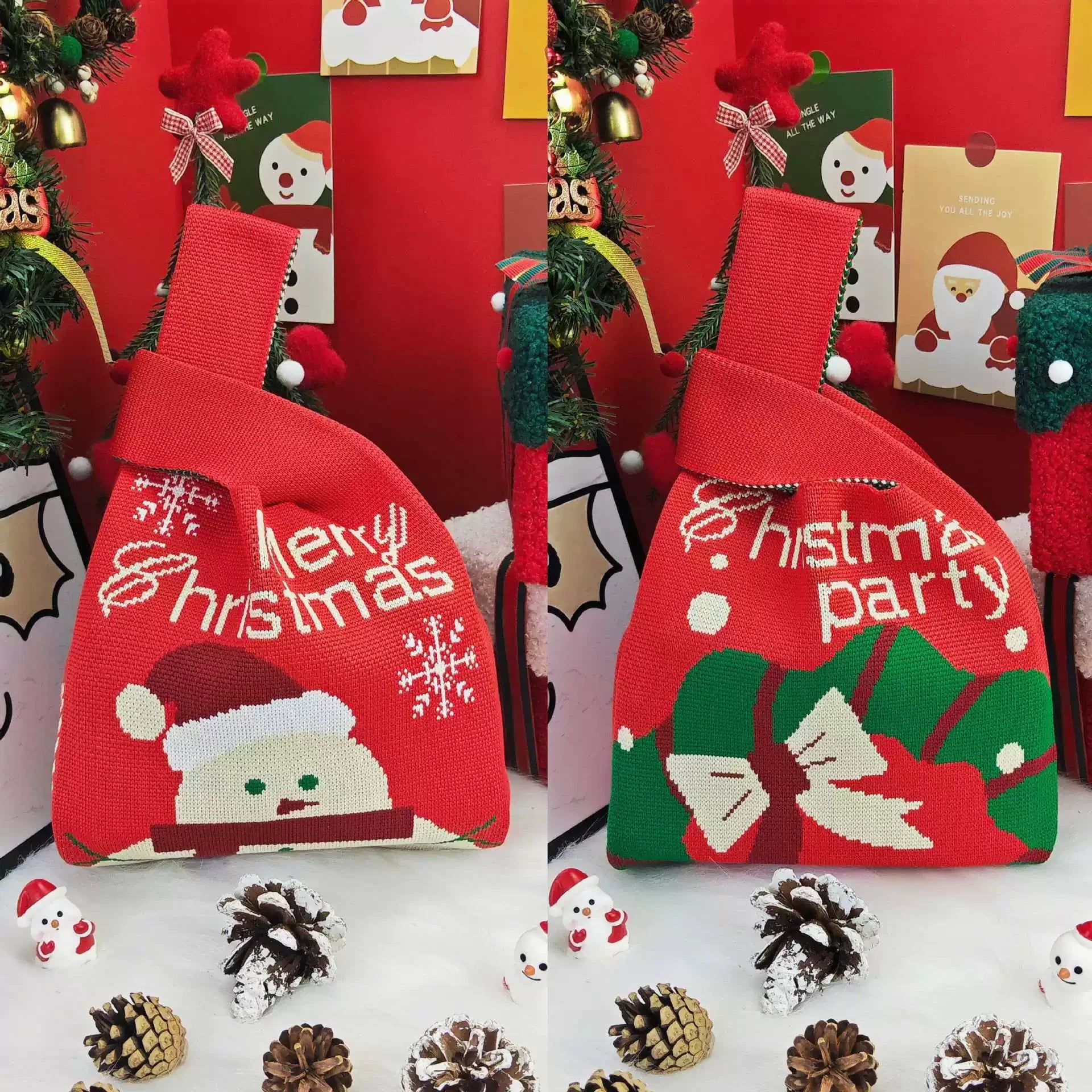 Knitted Christmas Gift Bags with Wrist Handles – selected option 40765505070