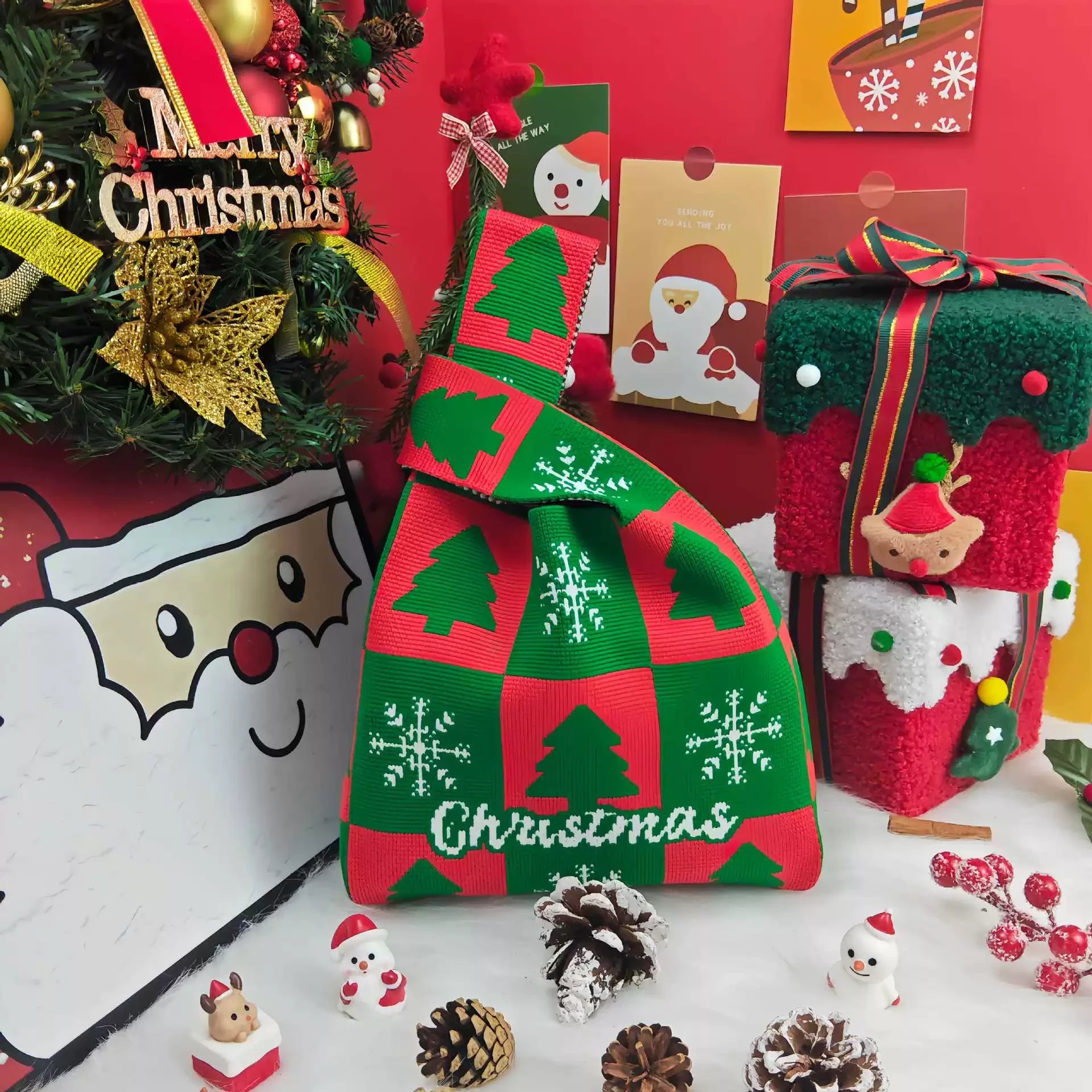 Knitted Christmas Gift Bags with Wrist Handles – selected option 40765505072