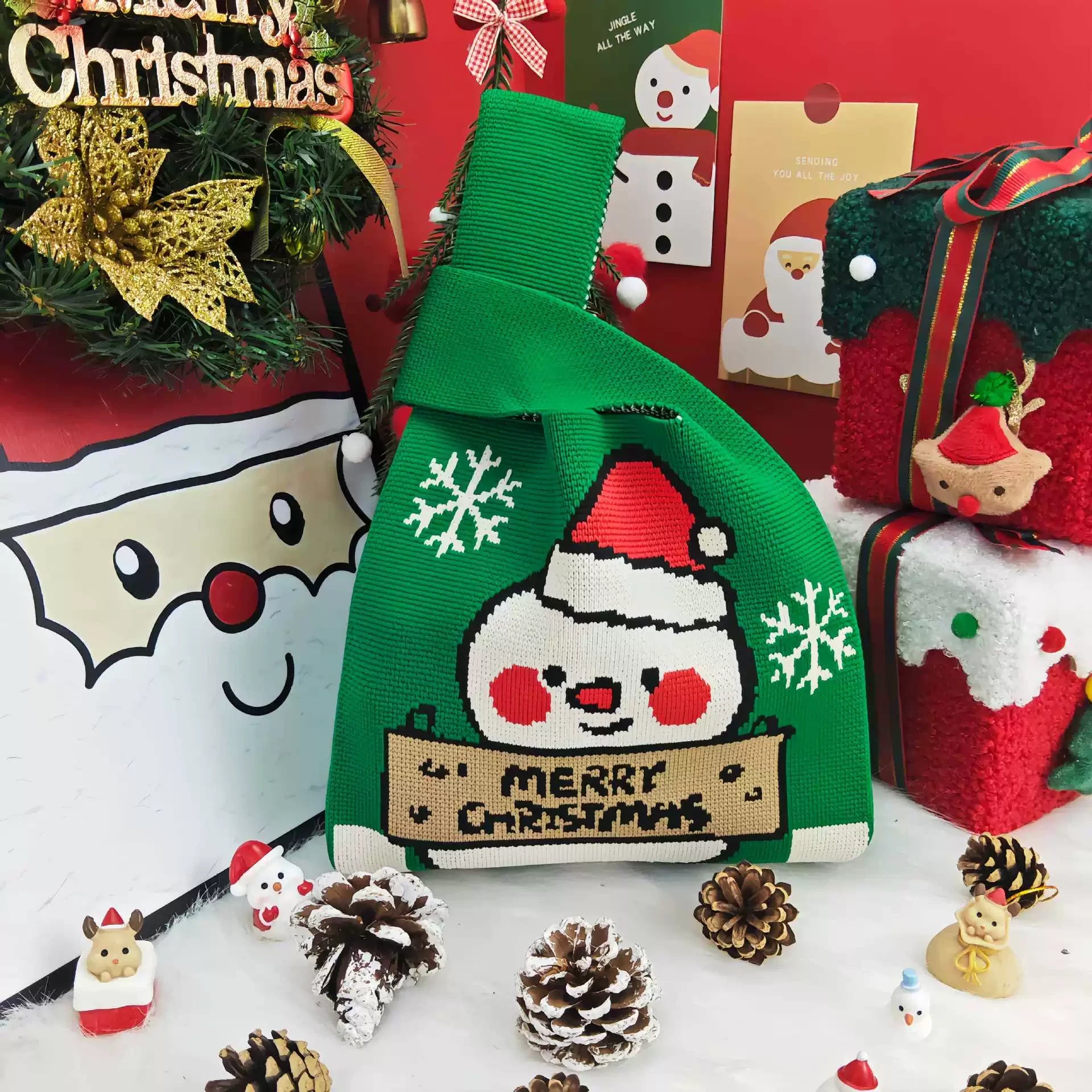 Knitted Christmas Gift Bags with Wrist Handles – selected option 40765505073