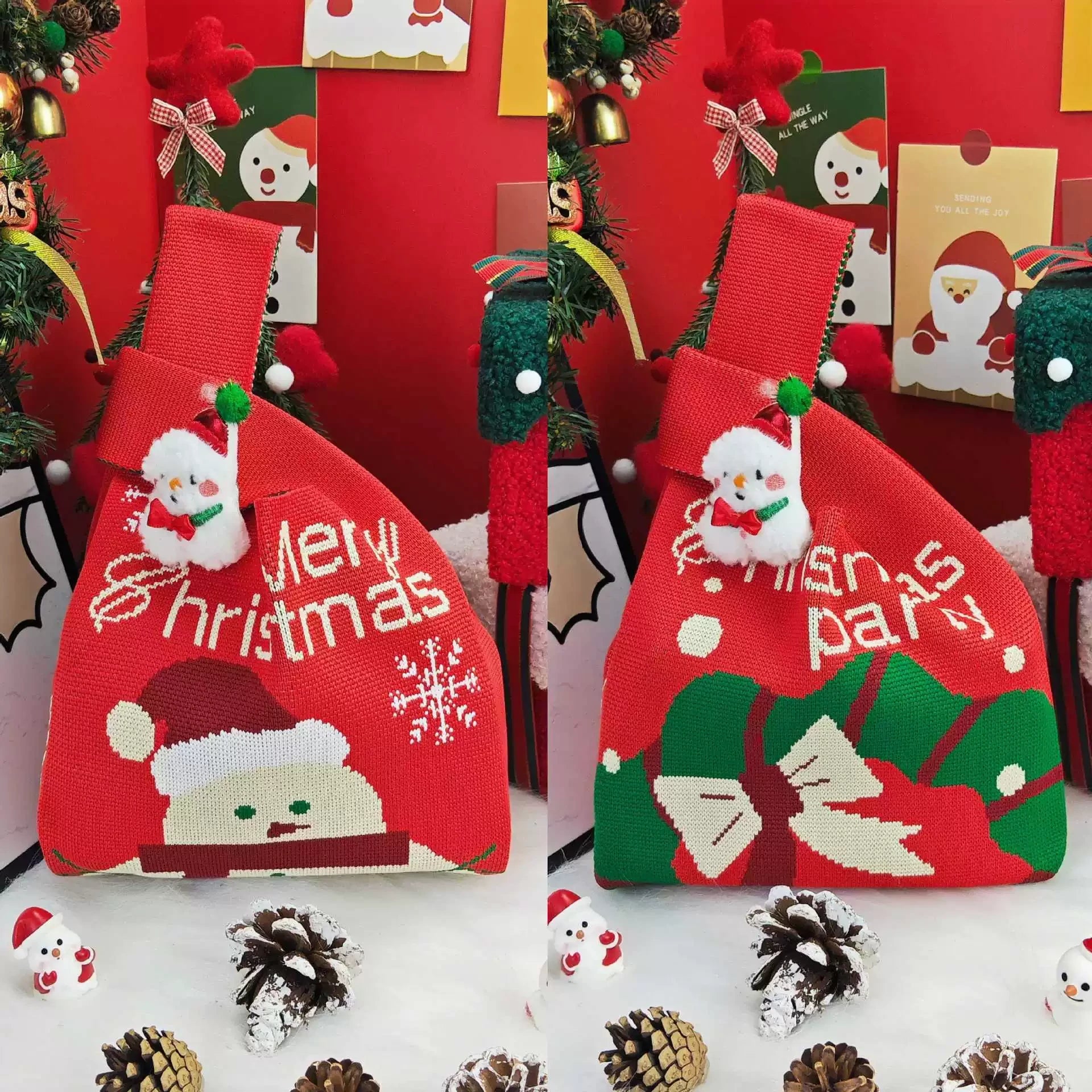 Knitted Christmas Gift Bags with Wrist Handles – selected option 40904328090