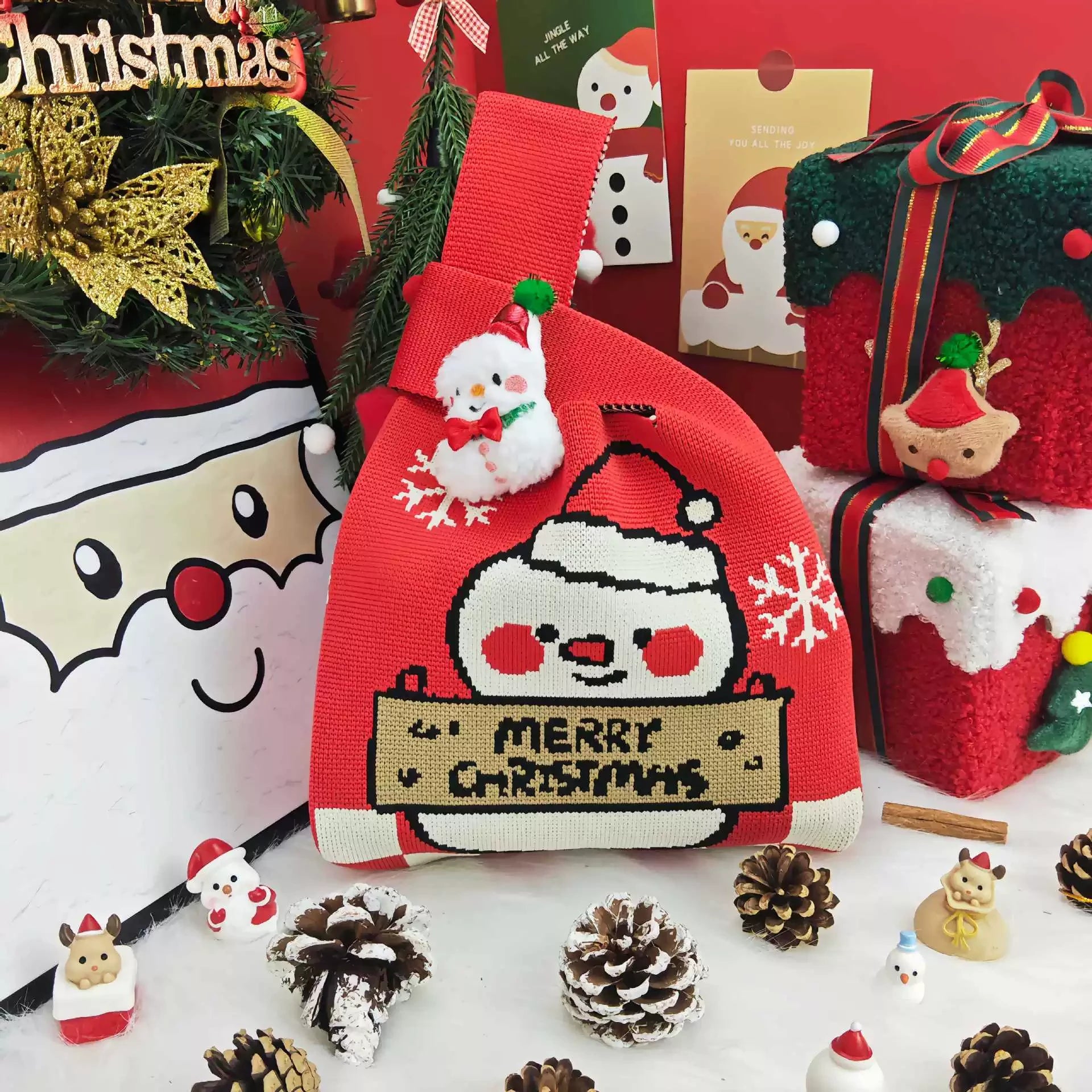 Knitted Christmas Gift Bags with Wrist Handles – selected option 40906759753
