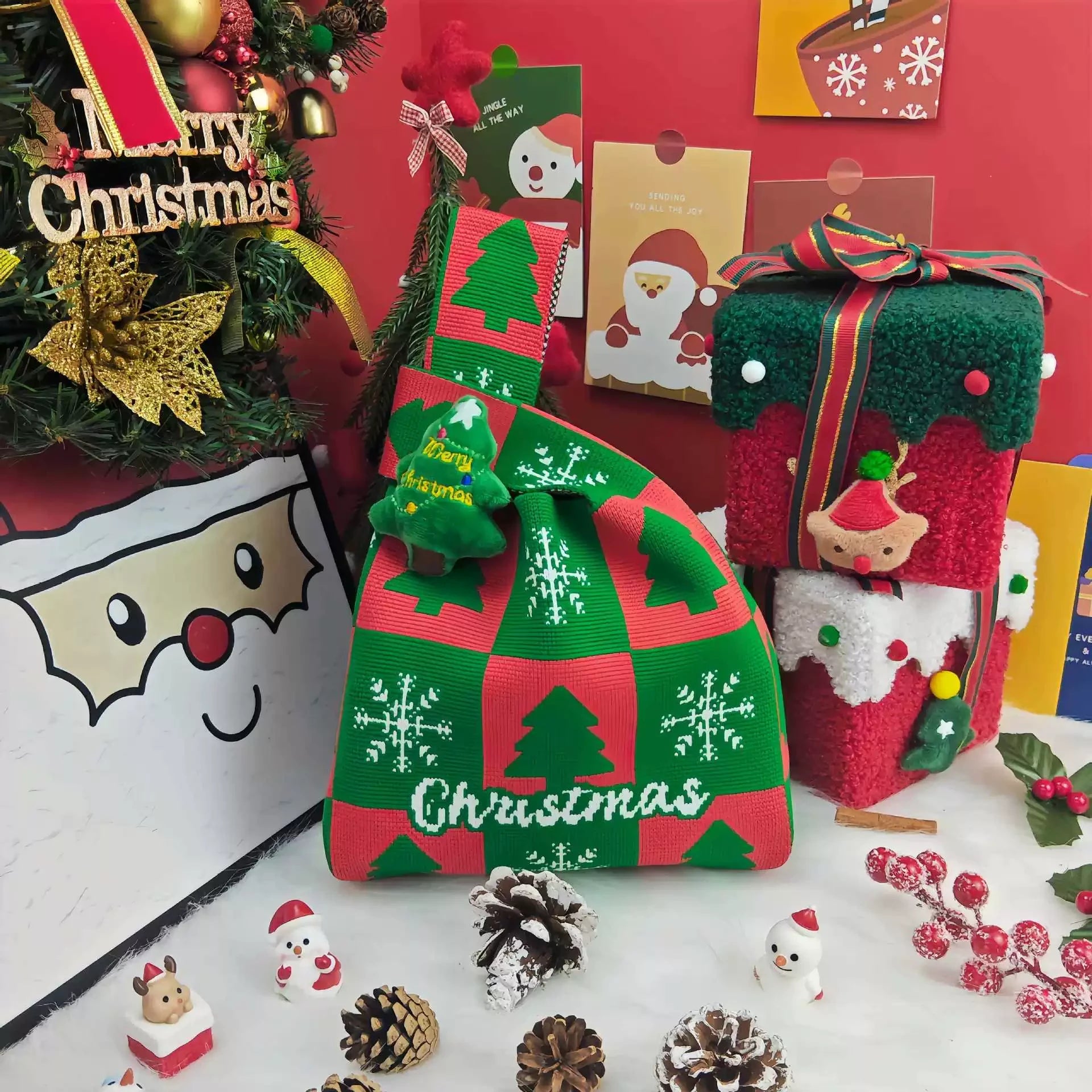 Knitted Christmas Gift Bags with Wrist Handles – selected option 40906863950
