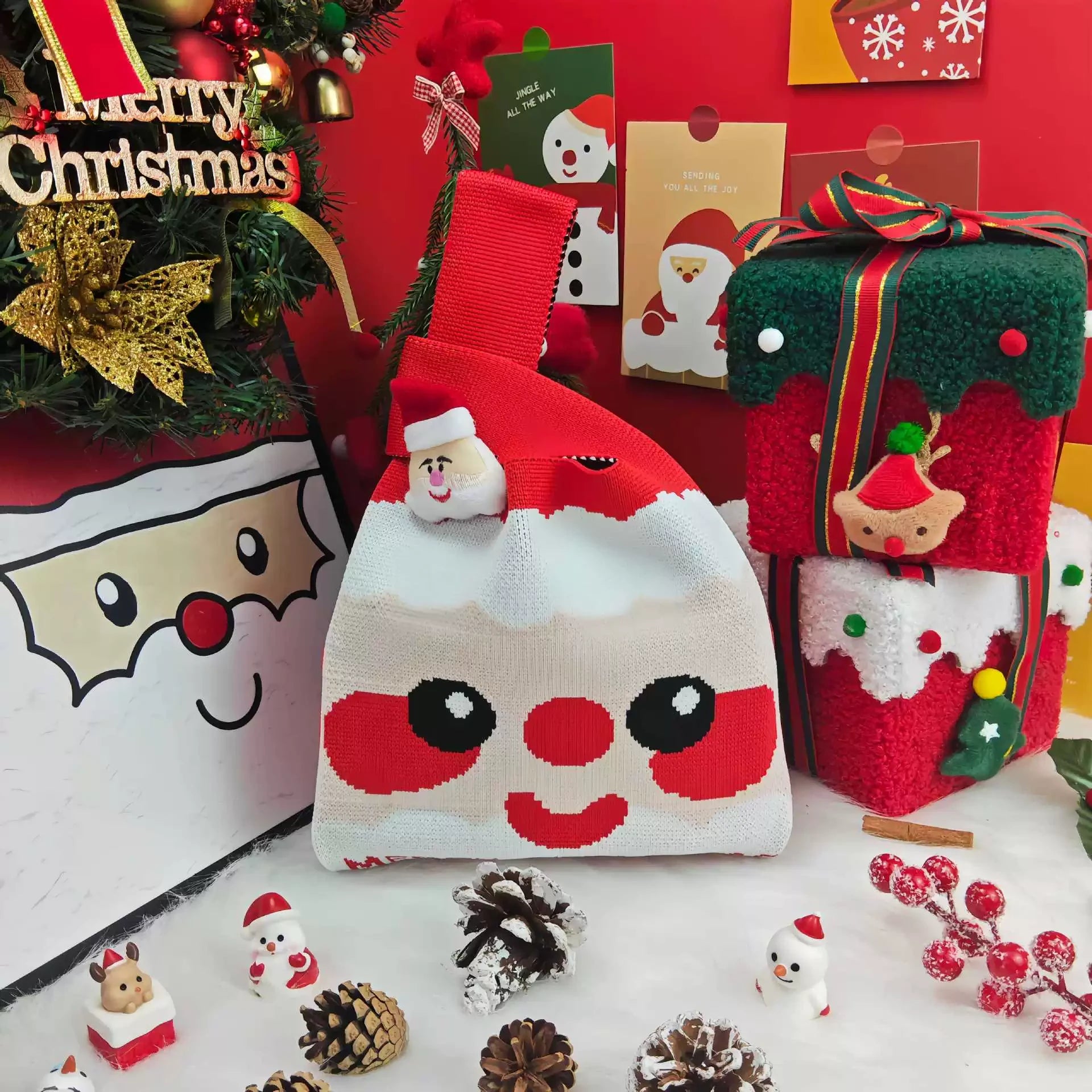 Knitted Christmas Gift Bags with Wrist Handles – selected option 40906888308