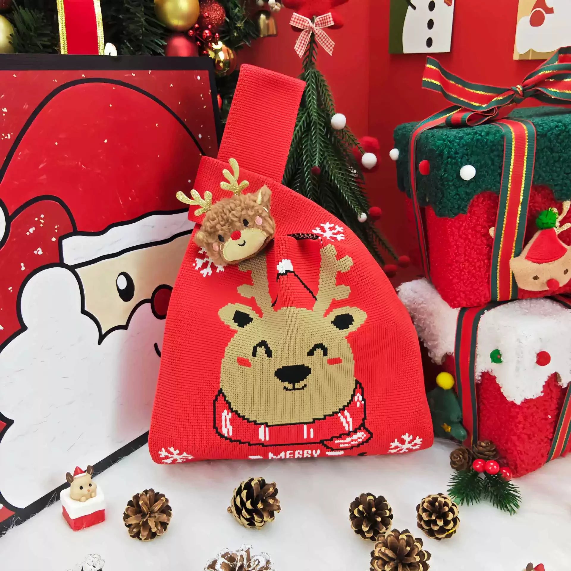 Knitted Christmas Gift Bags with Wrist Handles – selected option 40906903135
