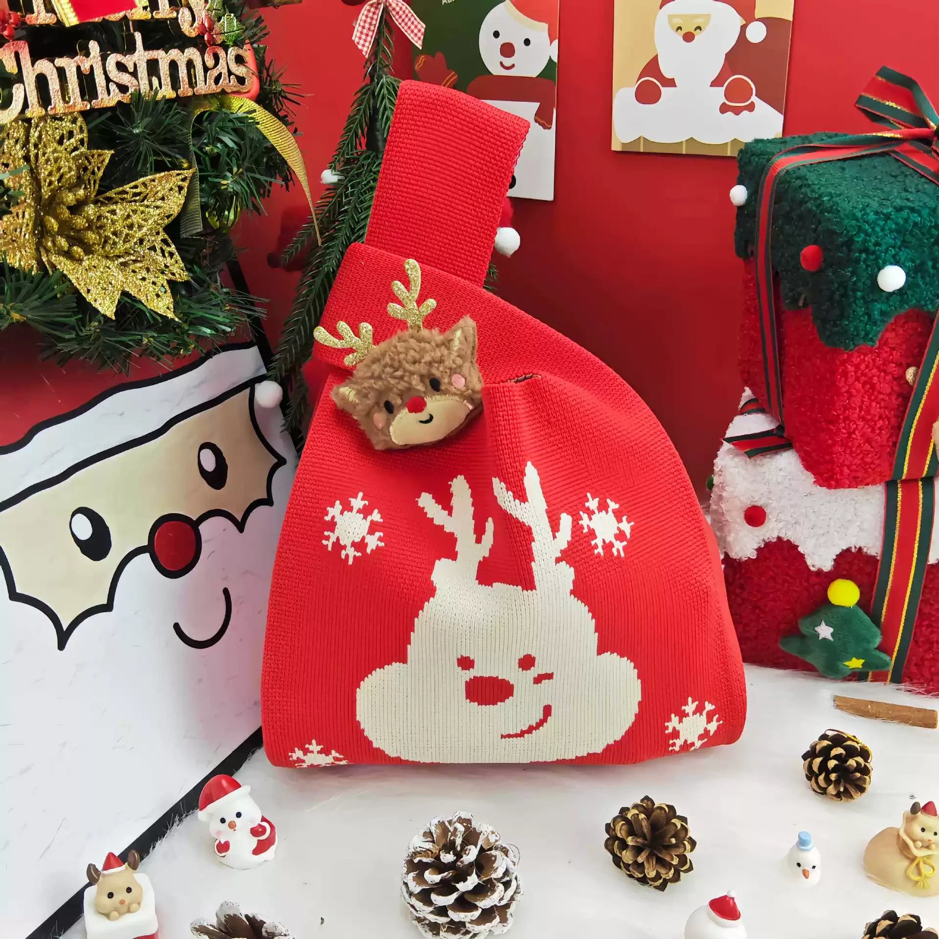 Knitted Christmas Gift Bags with Wrist Handles – selected option 40906926108