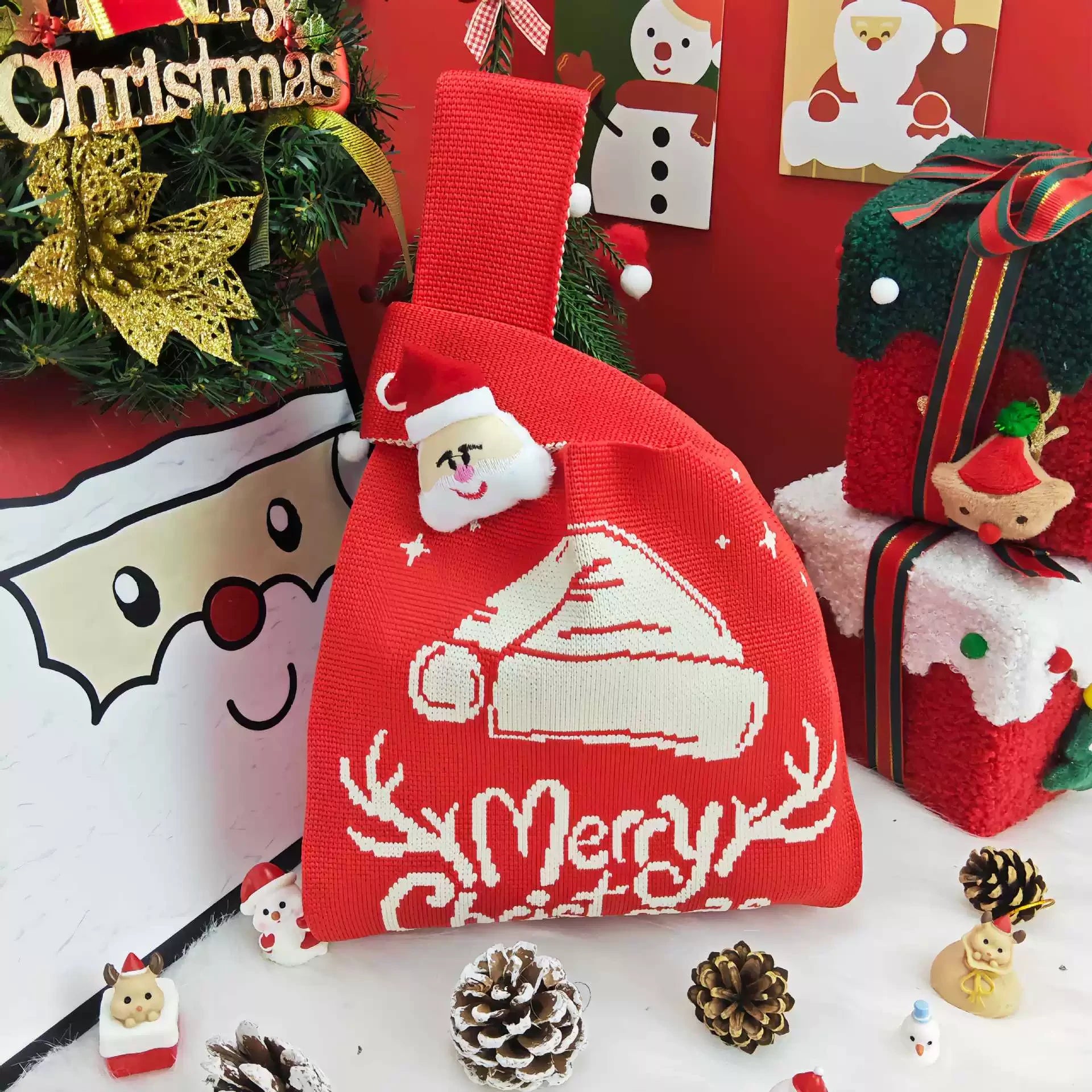 Knitted Christmas Gift Bags with Wrist Handles – selected option 40906949237