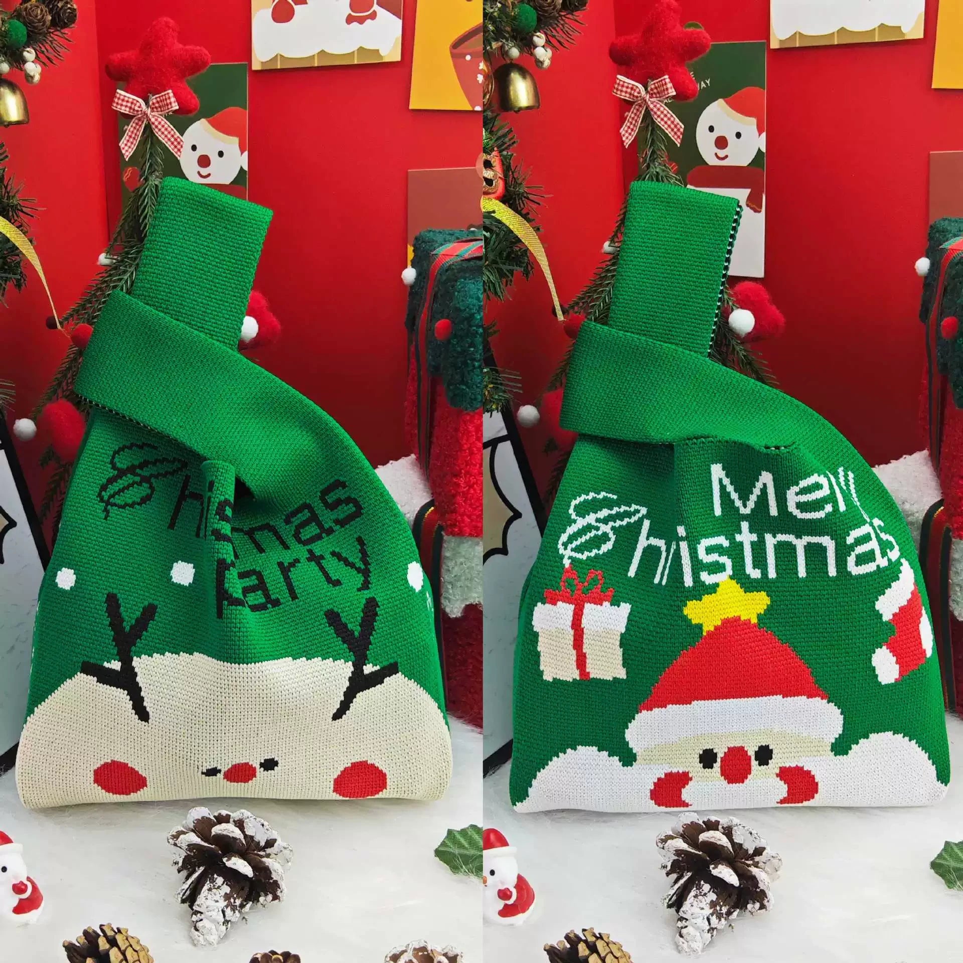 Knitted Christmas Gift Bags with Wrist Handles – selected option 40923347258