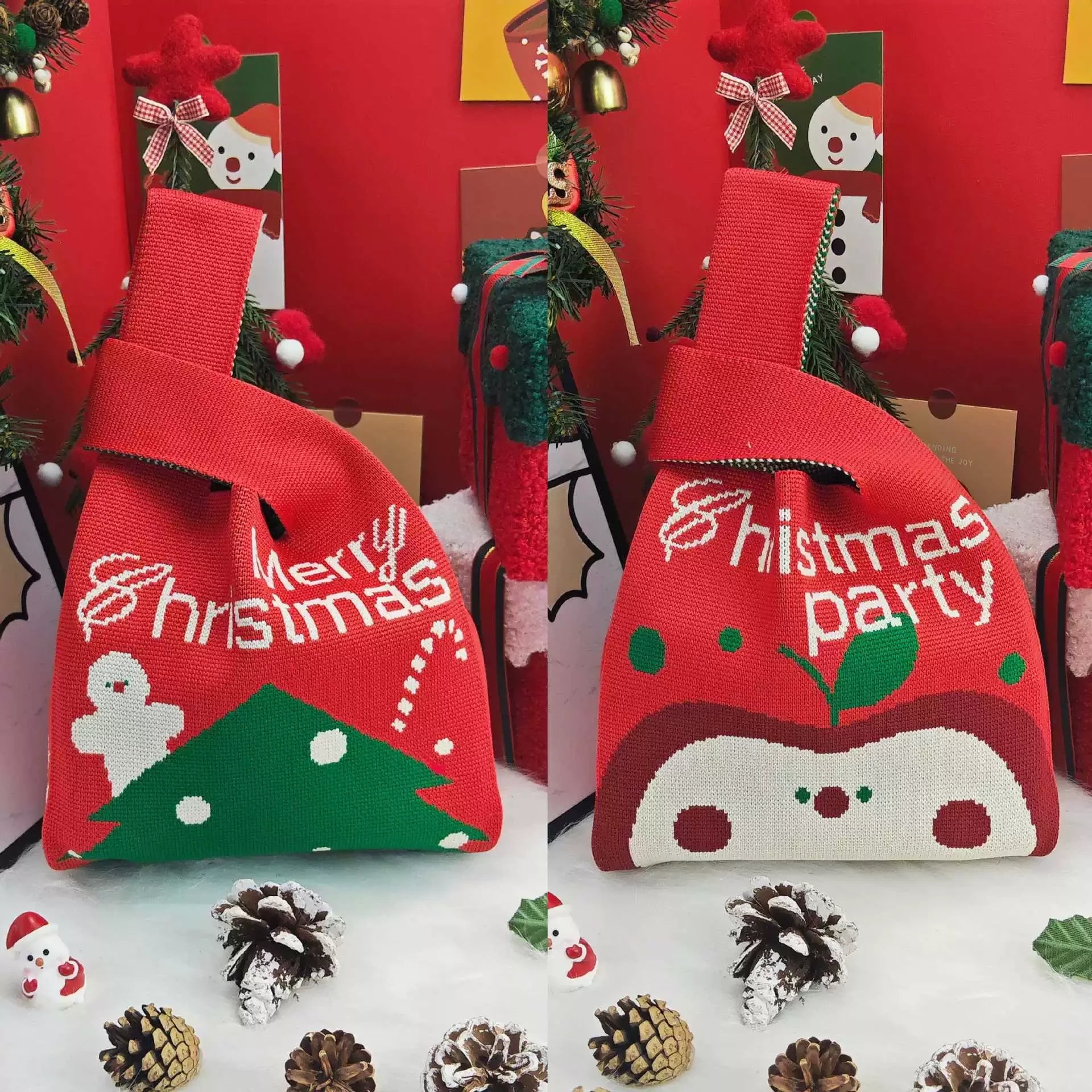 Knitted Christmas Gift Bags with Wrist Handles – selected option 40923526234