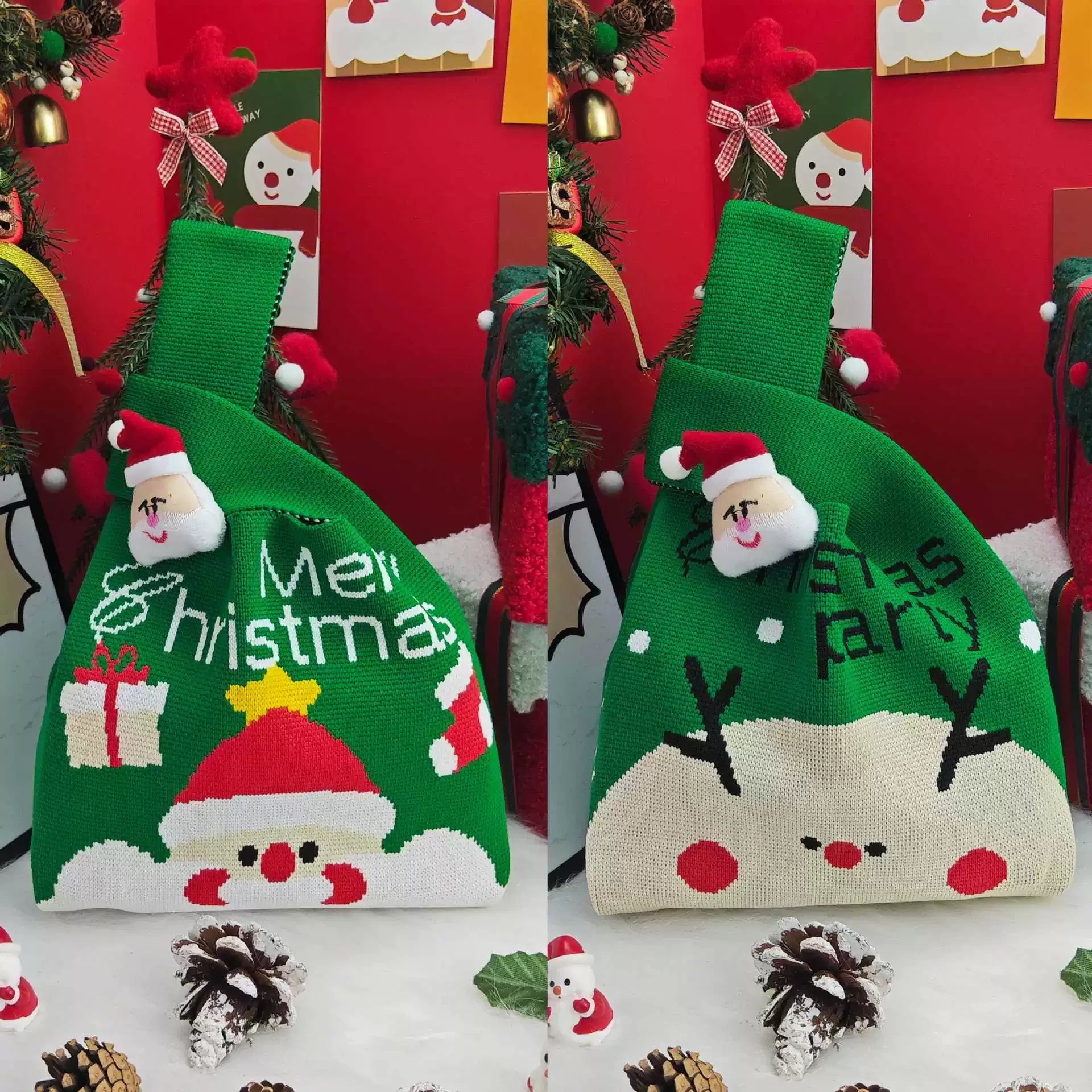 Knitted Christmas Gift Bags with Wrist Handles – selected option 40923546549