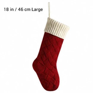 Burgundy body and ivory cuff large Christmas stocking