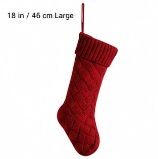 Burgundy large knitted Christmas stocking