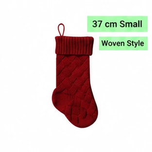 Burgundy small woven knitted Christmas stocking