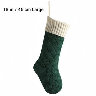 Dark green body and ivory cuff large Christmas stocking