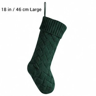 Dark green large knitted Christmas stocking