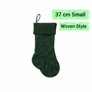 Dark green small woven knitted Christmas stocking