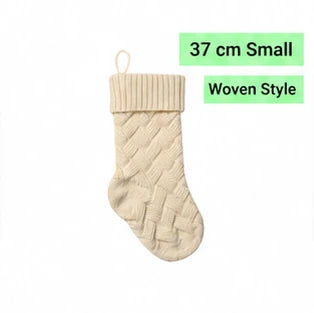 Ivory small woven knitted Christmas stocking