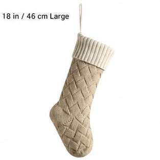 Linen-color body and ivory cuff large Christmas stocking