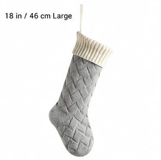 Silver gray body and ivory cuff large Christmas stocking