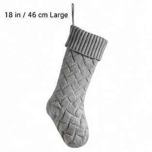 Silver gray large knitted Christmas stocking