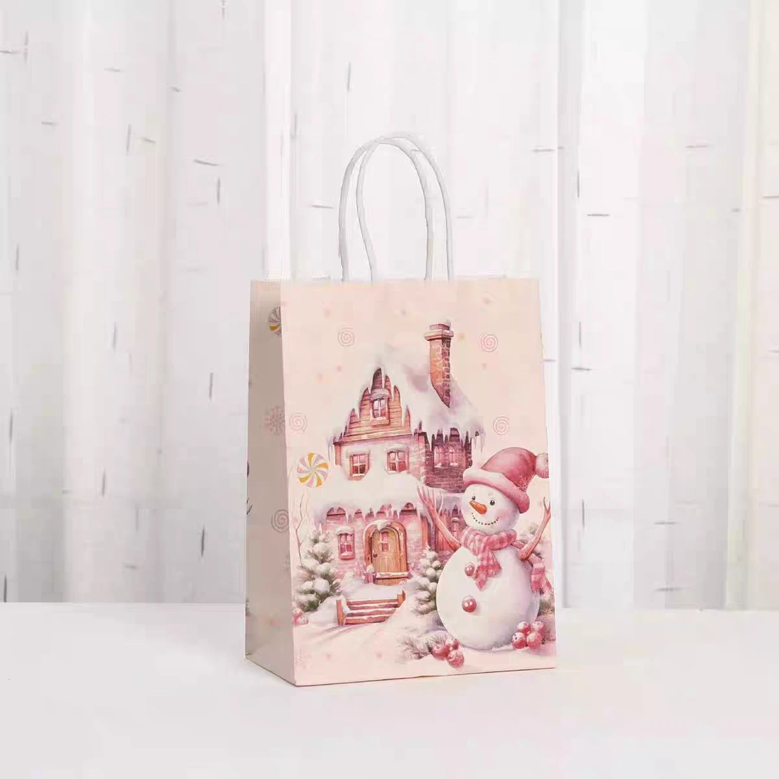 Kraft Christmas Paper Gift Bags with Rope Handles – product view