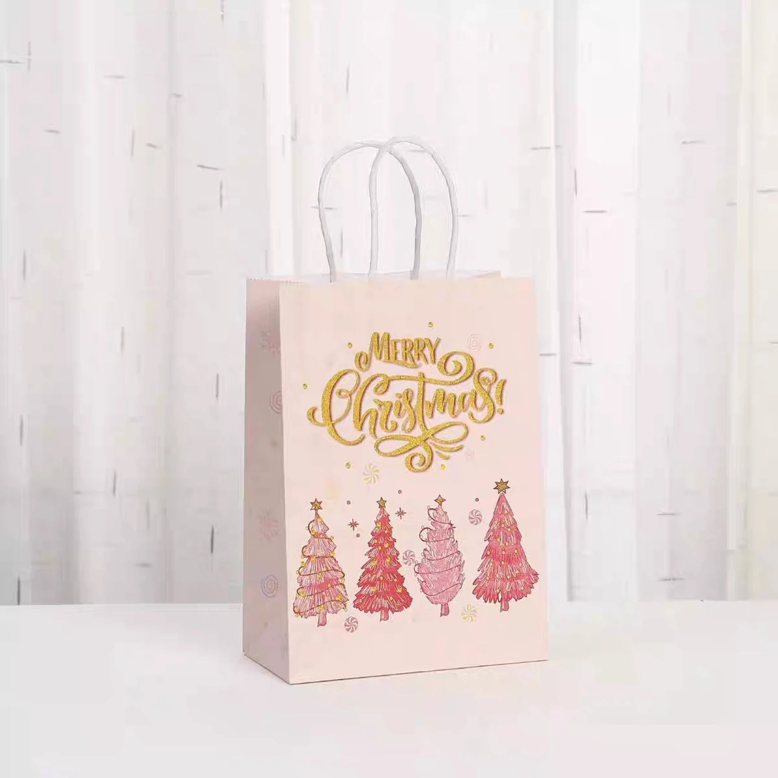 Kraft Christmas Paper Gift Bags with Rope Handles – product view