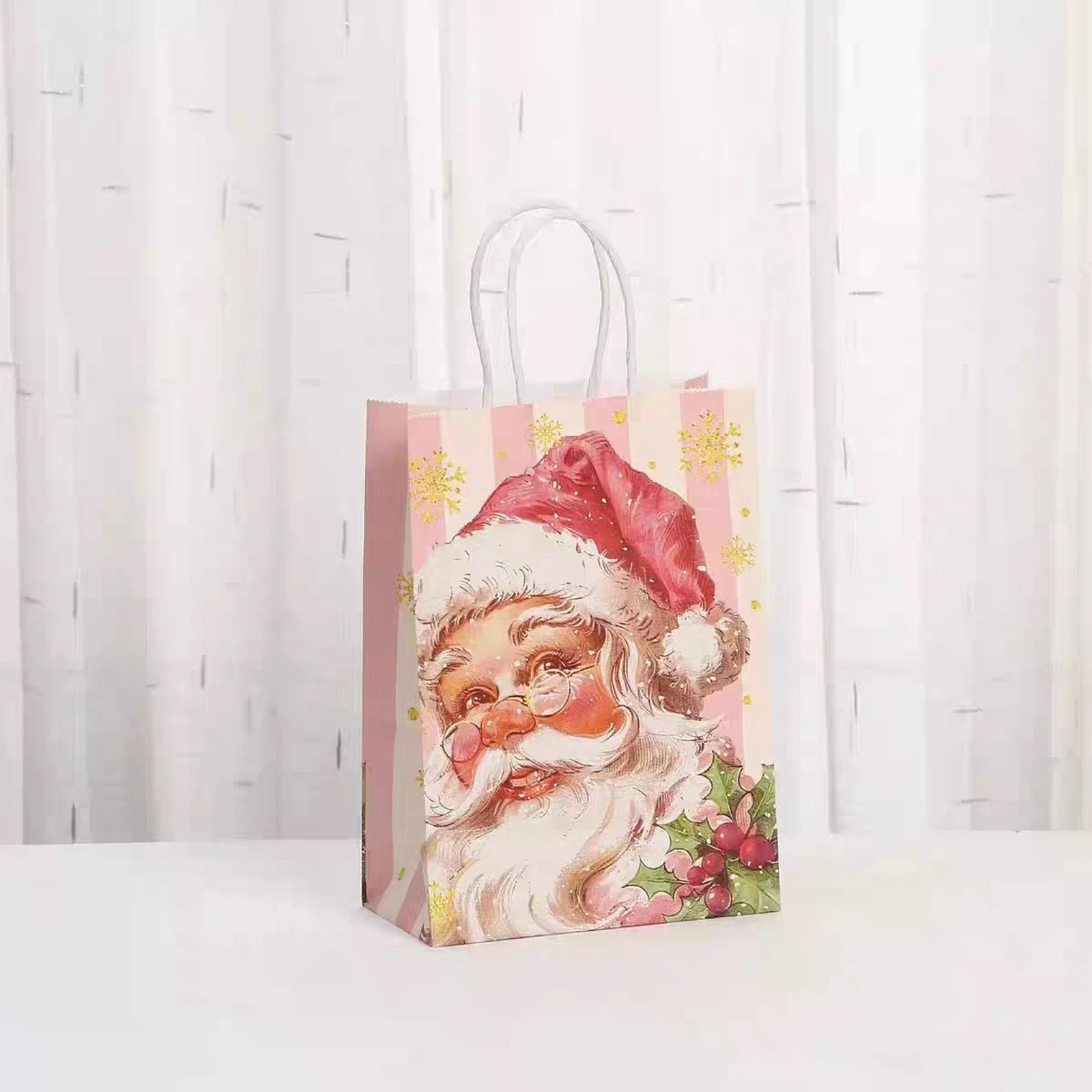 Kraft Christmas Paper Gift Bags with Rope Handles – product view