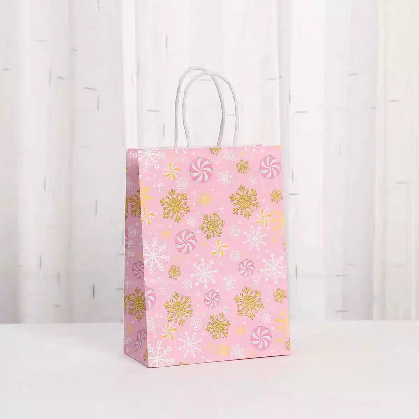 Kraft Christmas Paper Gift Bags with Rope Handles – product view