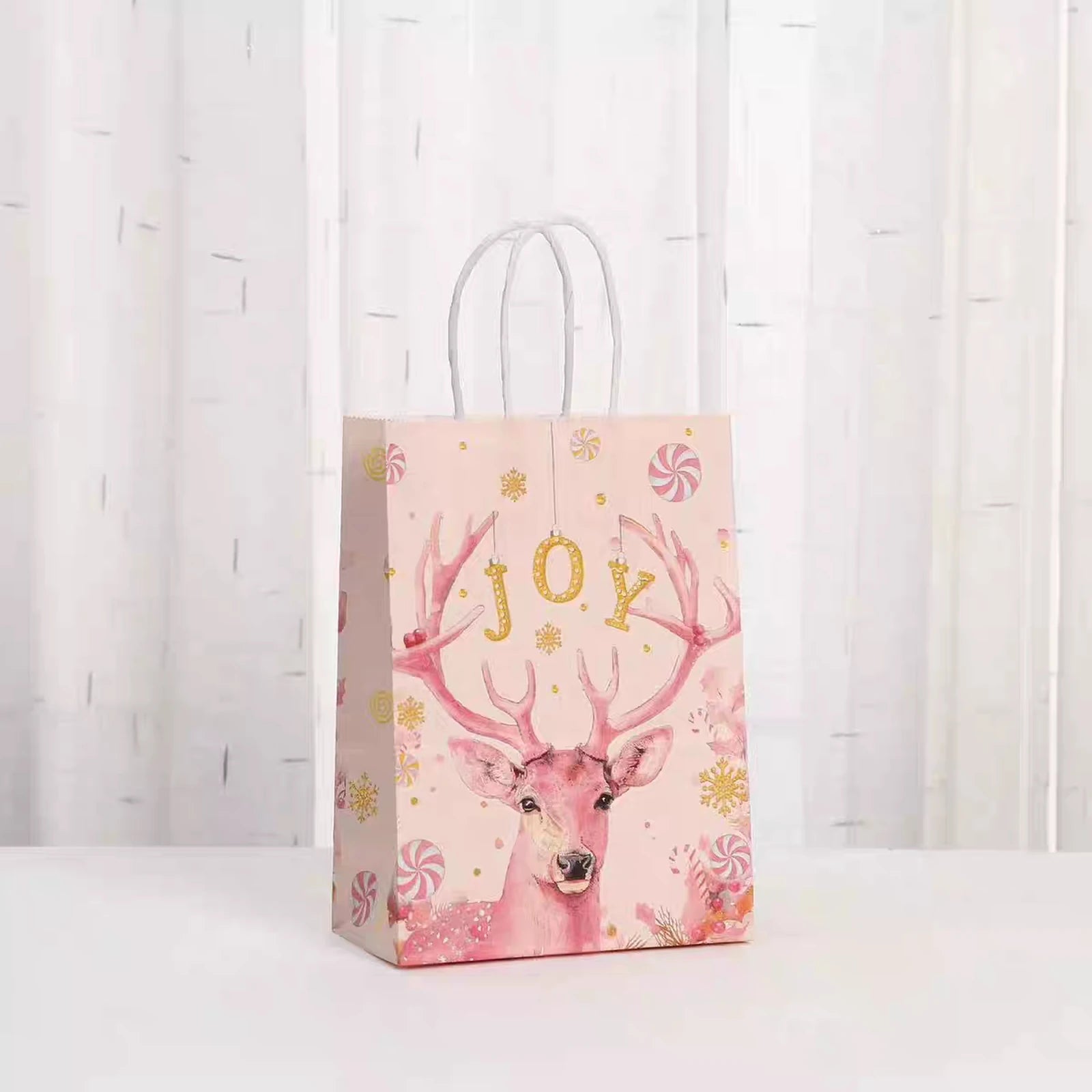 Kraft Christmas Paper Gift Bags with Rope Handles – product view