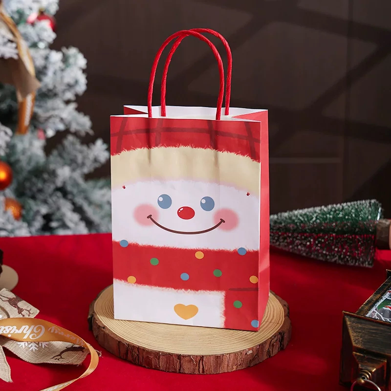Kraft Christmas Paper Gift Bags with Rope Handles – product view