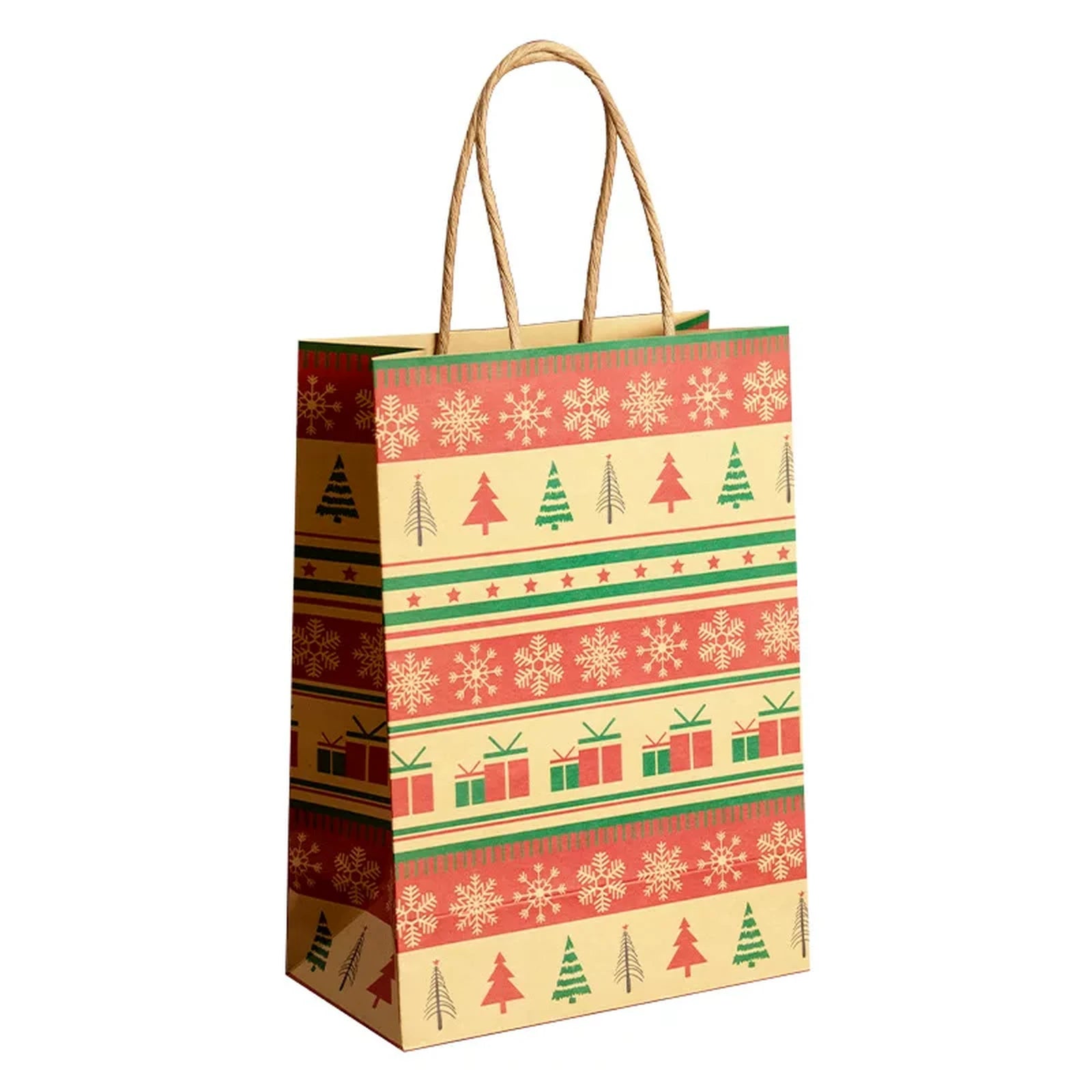 Kraft Christmas Paper Gift Bags with Twisted Handles – product view