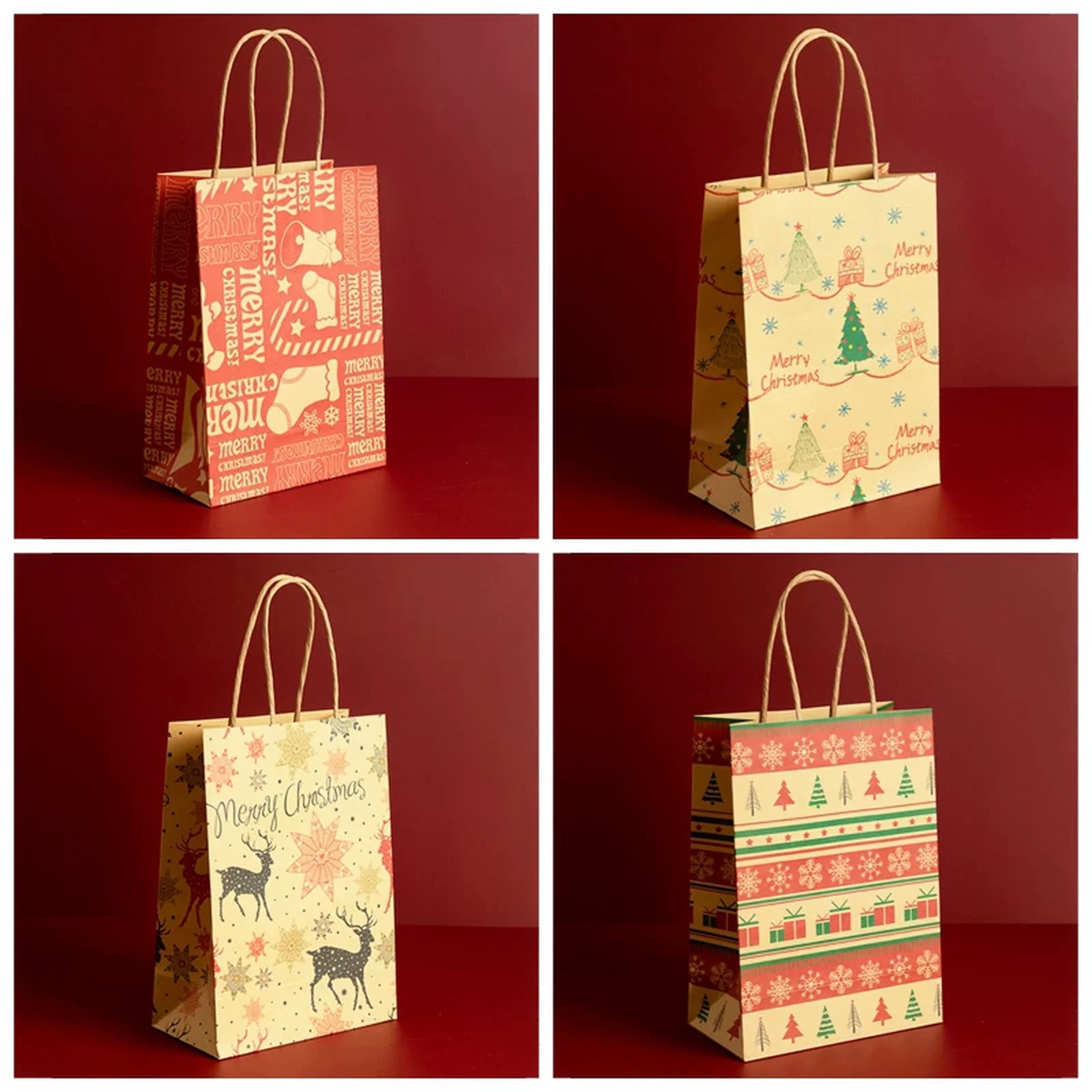 Kraft Christmas Paper Gift Bags with Twisted Handles – ready-stock option