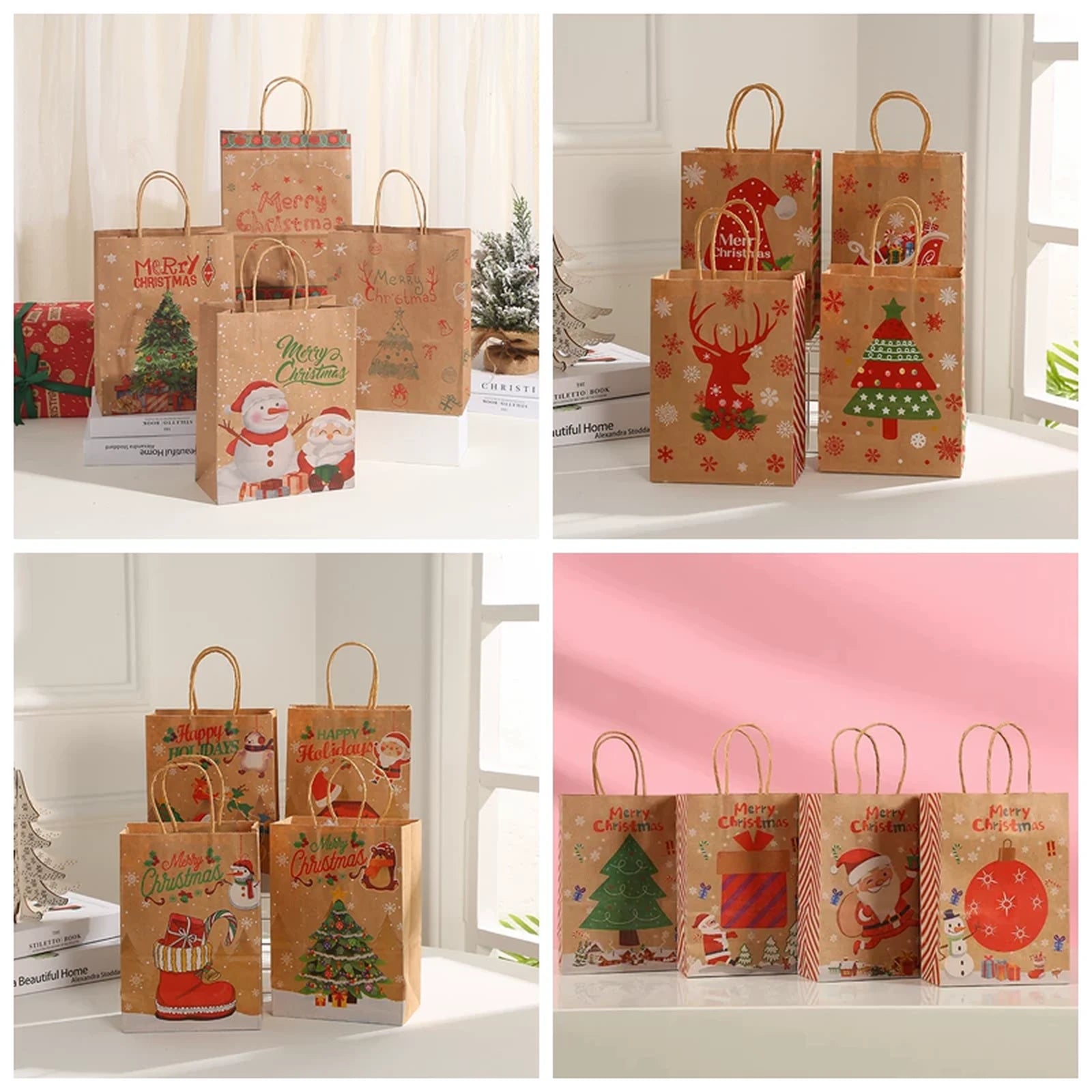 Kraft Christmas Paper Gift Bags with Twisted Handles – ready-stock option