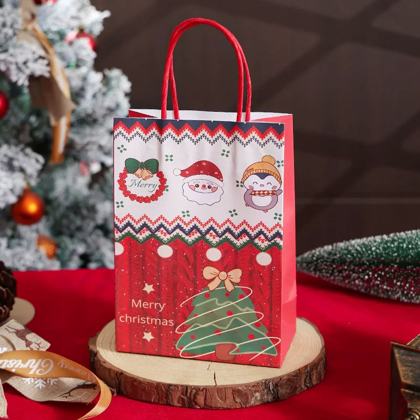 Kraft Christmas Paper Gift Bags with Twisted Handles – ready-stock option