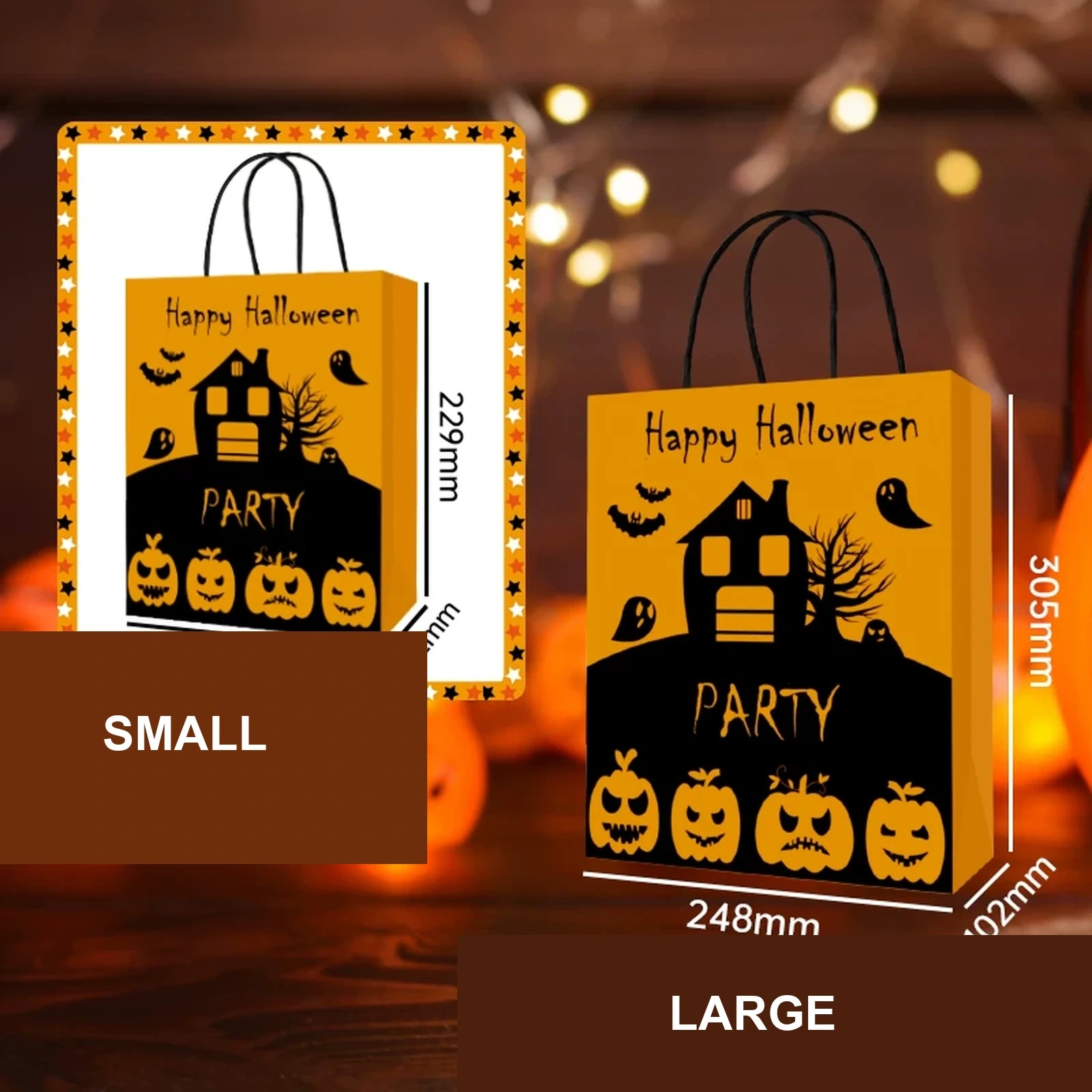 Haunted house kraft paper Halloween gift bag in two sizes