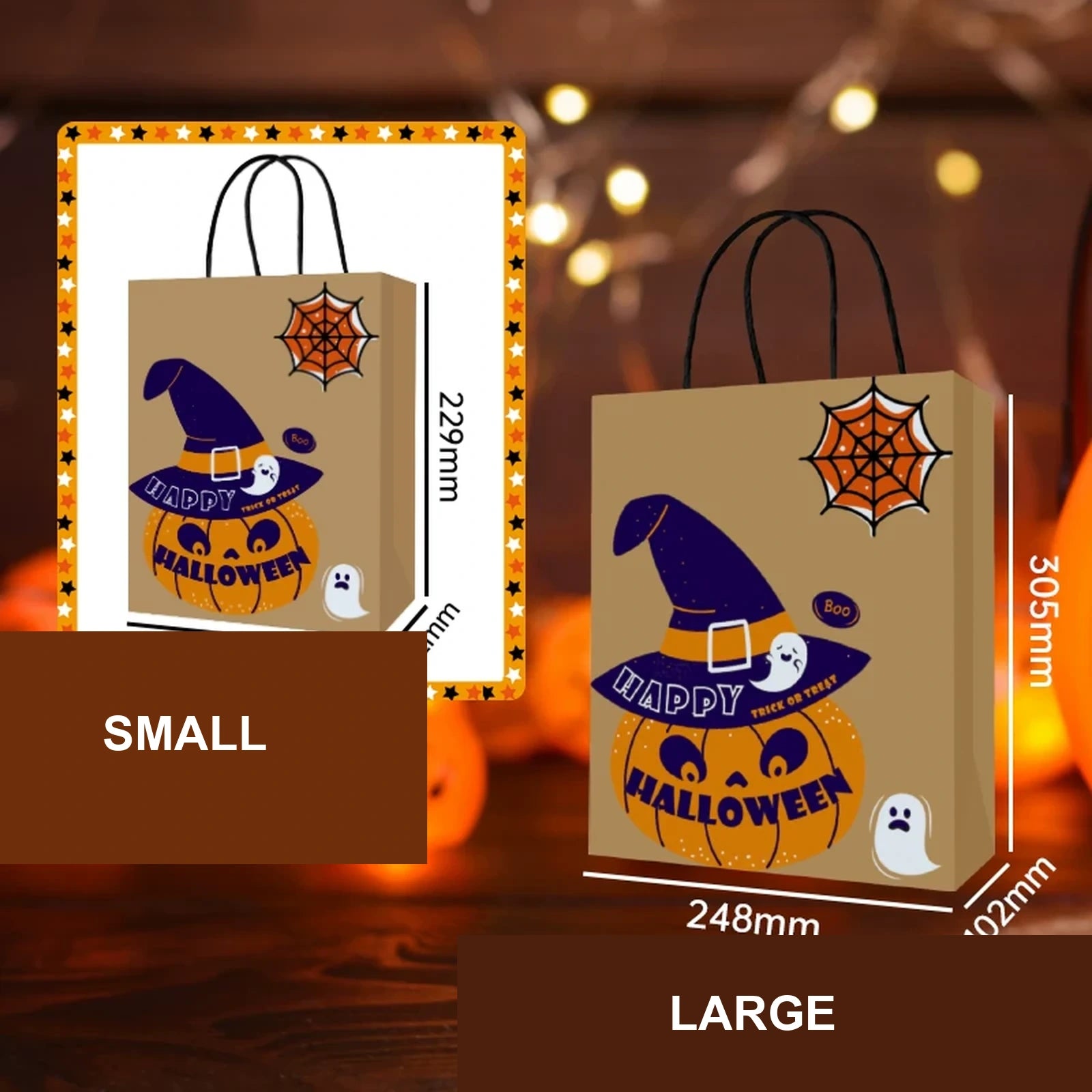 Witch hat kraft paper Halloween gift bag in two sizes