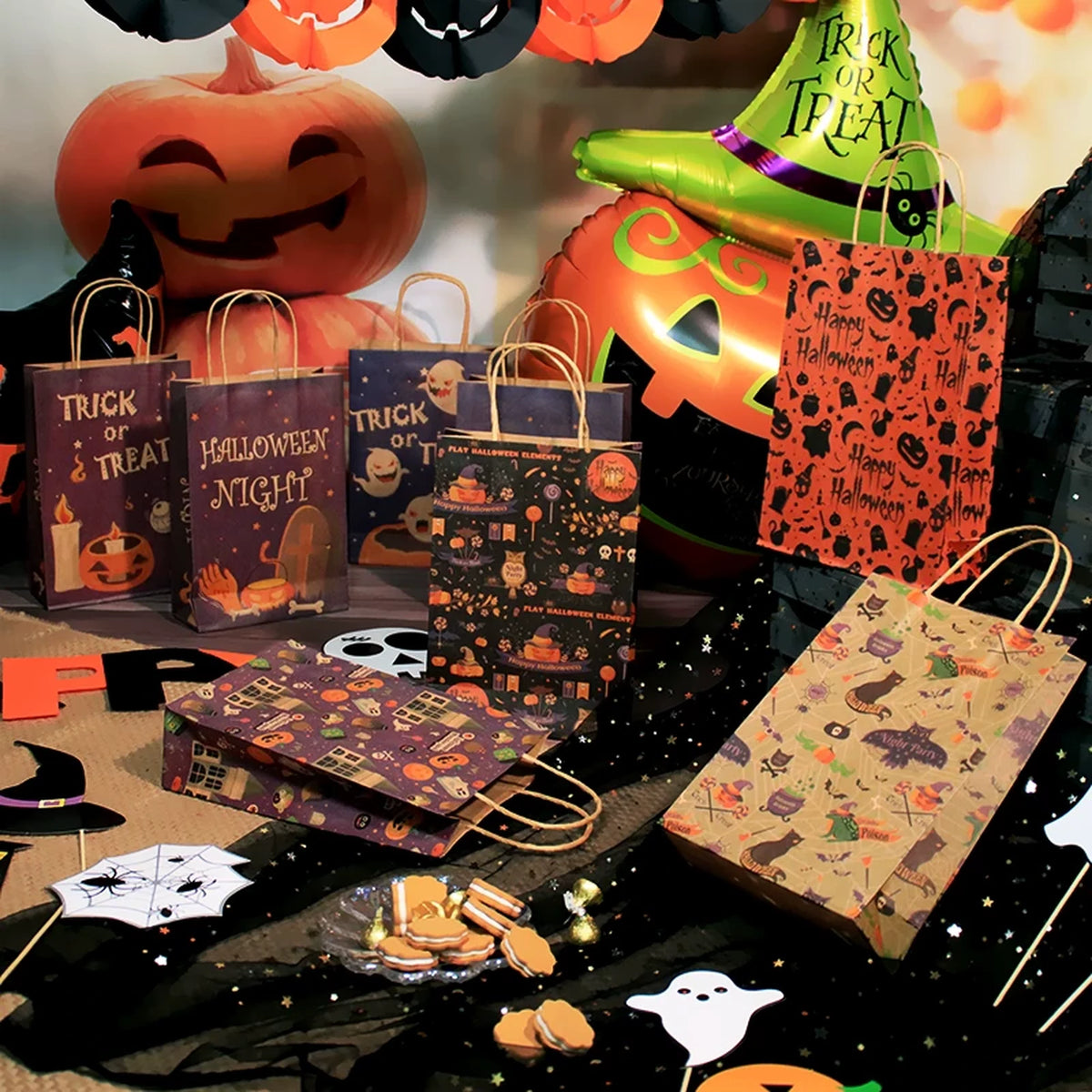 Kraft paper Halloween gift bags with twisted handles