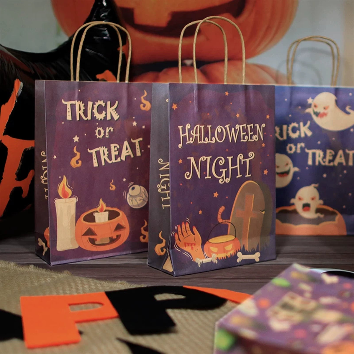 Kraft paper Halloween gift bag designs
