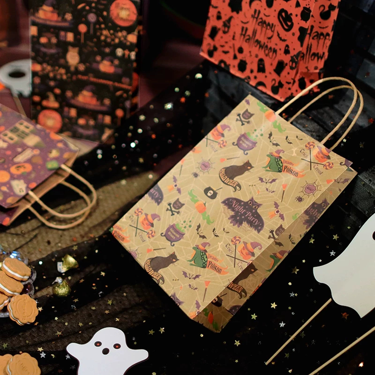 Halloween kraft paper gift bags for candy and favors