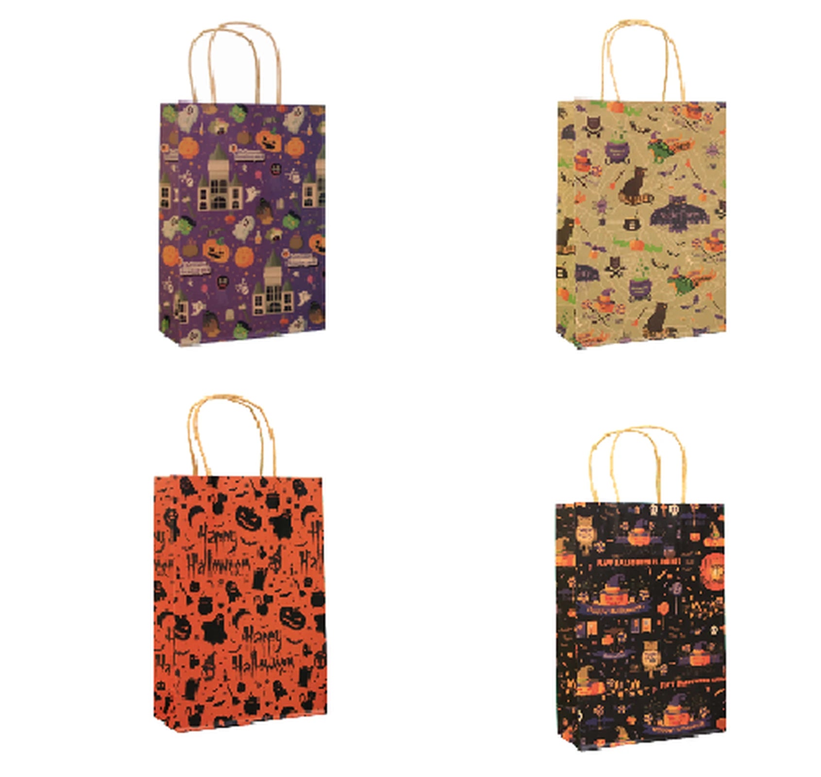 Ghost castle assortment kraft paper Halloween gift bags