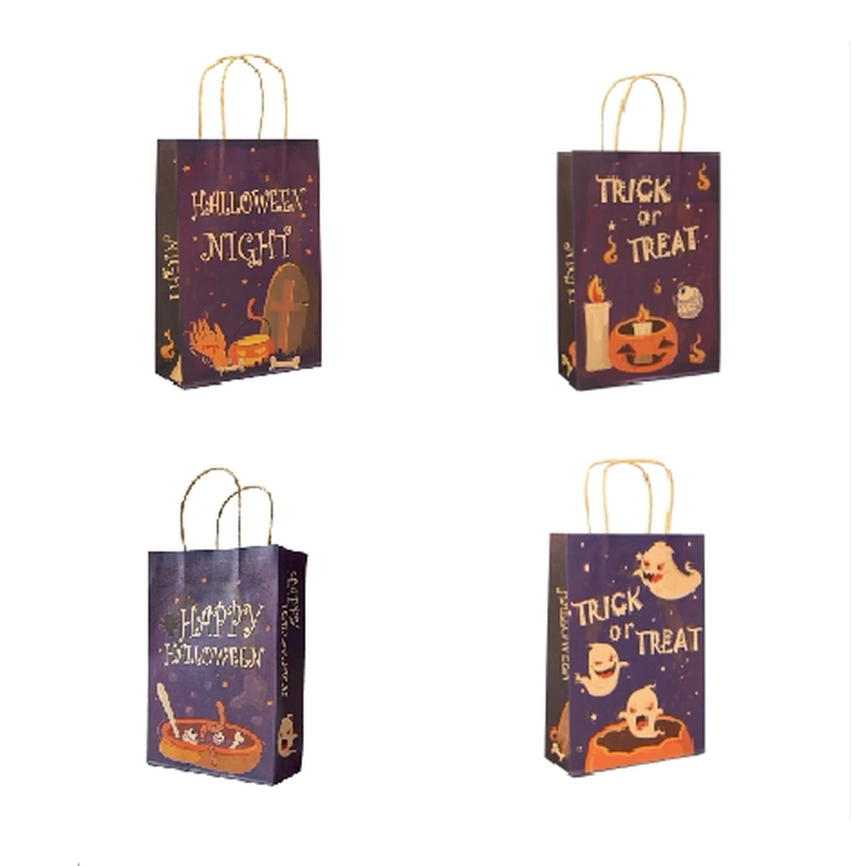 Pumpkin candle assortment kraft paper Halloween gift bags