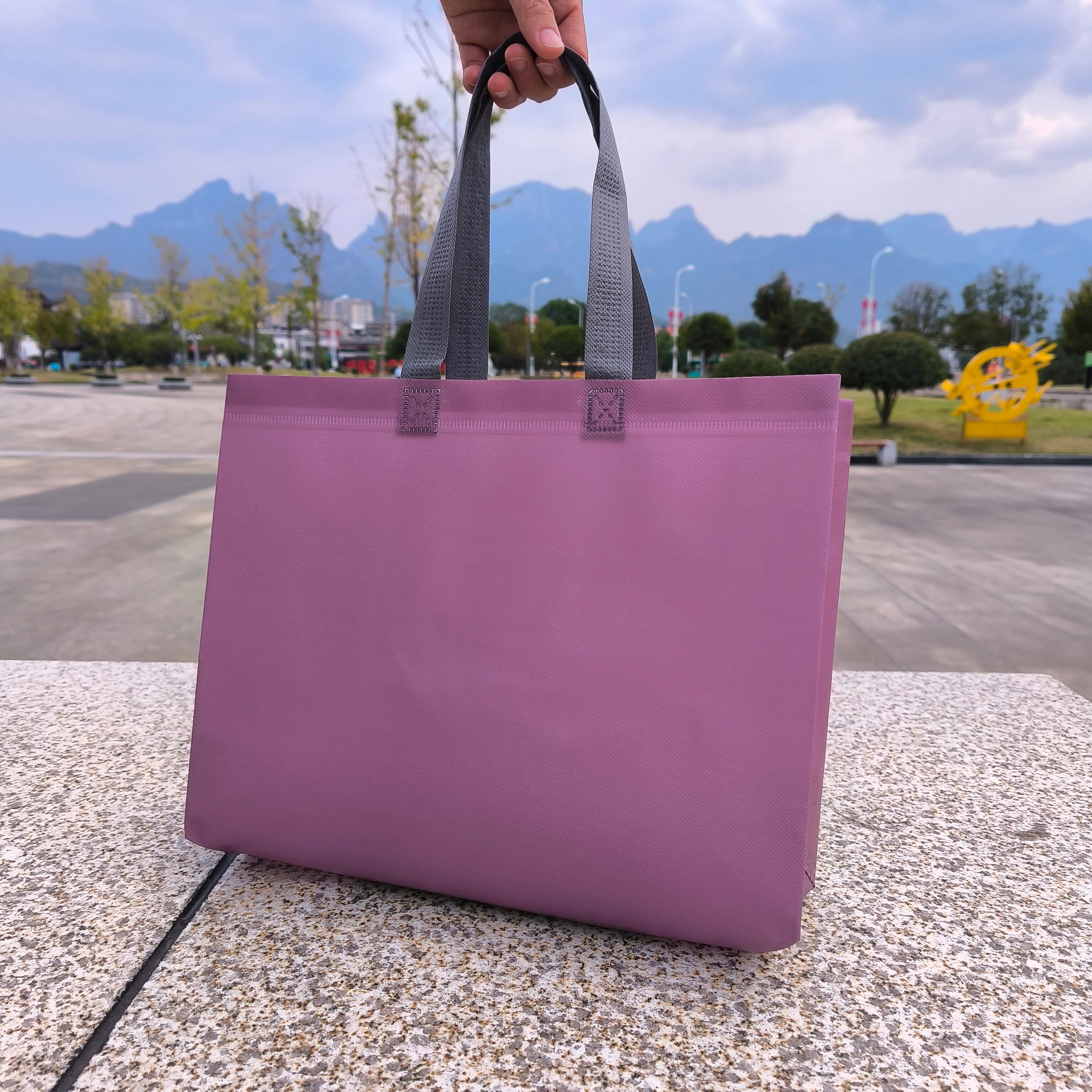 Muted Purple laminated heavy-duty non-woven tote bags — 18 colors